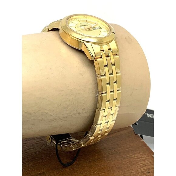 Citizen Women's Watch EQ0603-59P Quartz Gold Dial Day Date Steel Petite 28mm - Picture 12 of 14